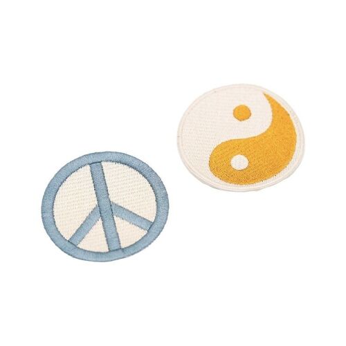 Iron On Patches Set of 2 - Ying Yang+Peace sign