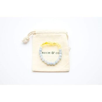 Bracelet Ambre Enfant - Aigue Marine, Citron Brut