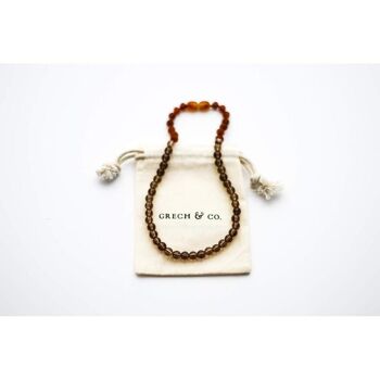 Collier Ambre Enfants - Quartz Fumé + Cognac Brut