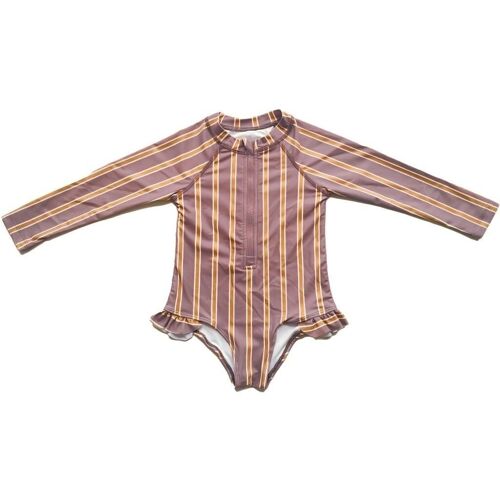 Long Sleeve One Piece Swimsuit UPF 50+ Recycled - Vintage Stripe