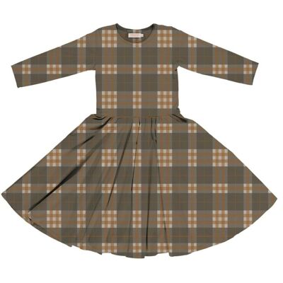 Langarm-Twirl-Kleid – Storm Plaid