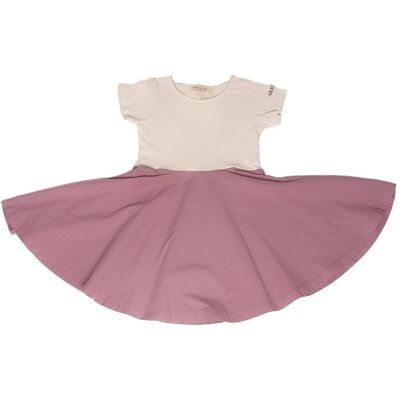 Open Heart Twirl Dress | GOTS - Creamy White + Mauve Rose