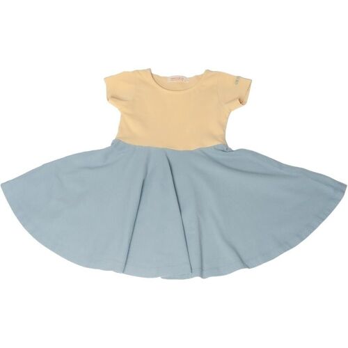 Open Heart Twirl Dress | GOTS - Mellow Yellow + Sky Blue