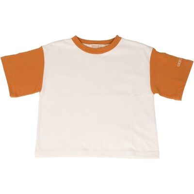 T-shirt surdimensionné | GOTS - Blanc Crémeux + Terre de Sienne