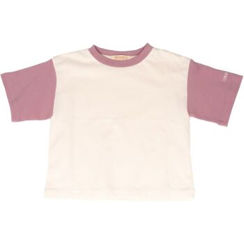 T-shirt surdimensionné | GOTS - Blanc crème, Rose mauve 1