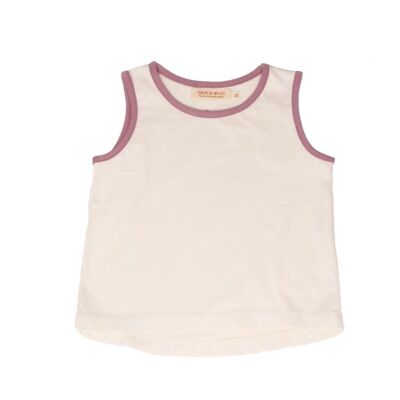Camiseta sin mangas de gran tamaño | GOTS - Blanco cremoso + rosa malva