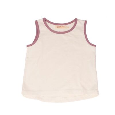 Übergroßes Tanktop | GOTS – Cremeweiß + Mauve-Rose