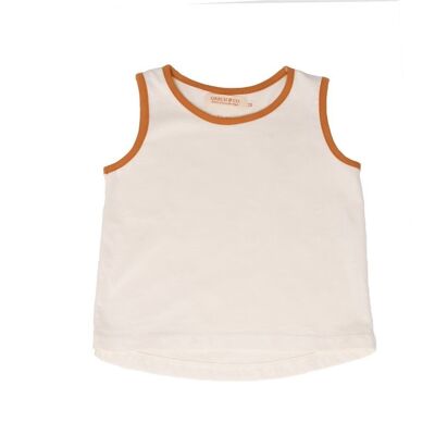 Camiseta sin mangas de gran tamaño | GOTS - Blanco Cremoso + Siena
