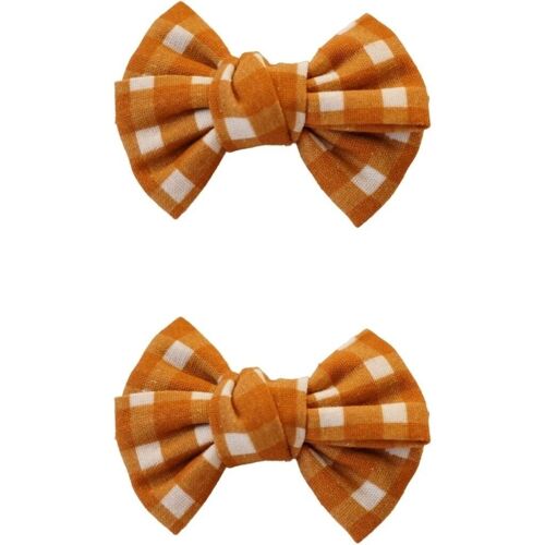 Pigtail Bow Hair Clips set of 2 - Sienna Gingham