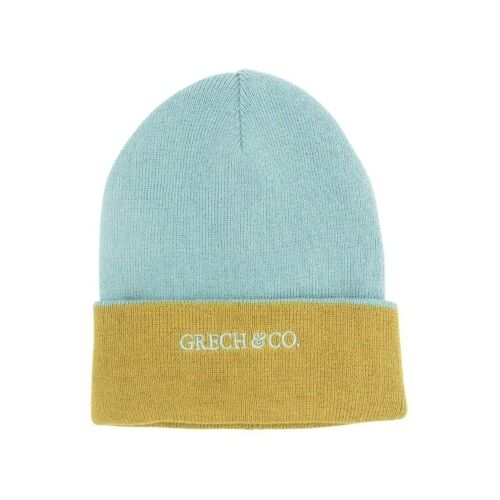 Reversible Knit Hat - Chartreuse, Sky Blue