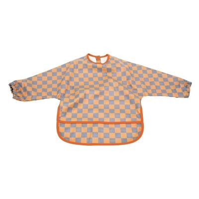 Smock Bib - Checks  Laguna + Wheat