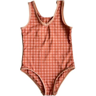 Maillot de bain une pièce SweetHeart| UPF 50+ Recyclé - Vichy Terre de Sienne