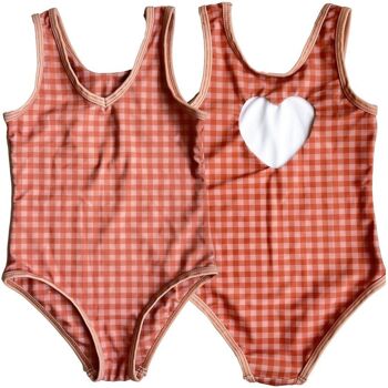 Maillot de bain une pièce SweetHeart| UPF 50+ Recyclé - Vichy Terre de Sienne 3