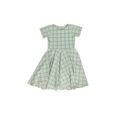 Sweetheart Twirl Dress | GOTS Jersey - Fern Plaid