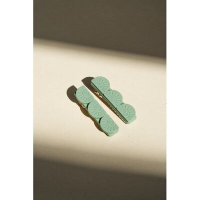 Barre solaire Tri | Lot de 2 pinces à cheveux - Jade