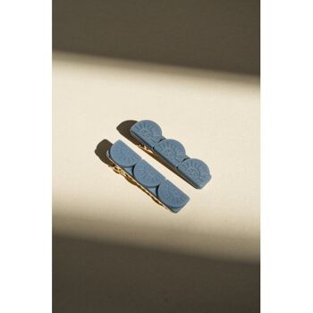 Barre solaire Tri | Lot de 2 Barrettes à Cheveux - Bleu Ciel 1