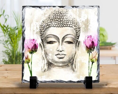 Buddha Zen Rock Slate -Hand Decorated Slate - Decorative Buddha Slate Pan Stand Trivet