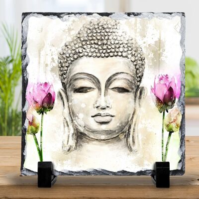 Buddha Zen Rock Schiefer – handbemalter Schiefer – dekorativer Buddha Schiefer Pfannenständer Untersetzer