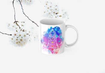 Tasse en céramique de café de thé de mandala de chakra de yoga de couleur vive, tasse de mandala, tasse de yoga, vibrations hippies, cadeau de yoga, tasse de sept chakras 2