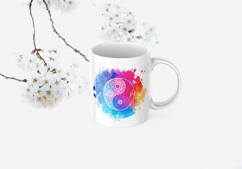 Tasse en céramique de café de thé de Mandala de Yin Yang de couleur vive, tasse de Mandala, tasse de Yin Yang, Vibes hippies, cadeau de yoga, cadeau de Noel 2