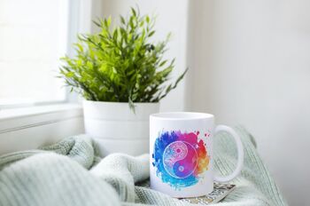 Tasse en céramique de café de thé de Mandala de Yin Yang de couleur vive, tasse de Mandala, tasse de Yin Yang, Vibes hippies, cadeau de yoga, cadeau de Noel 3