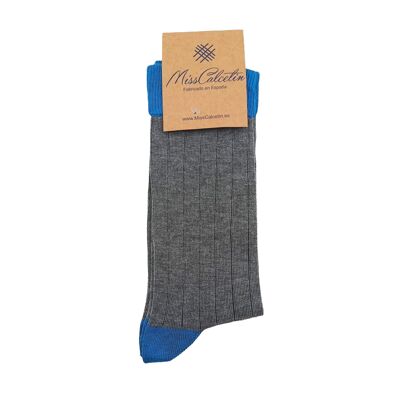 MissSock Low Cane Ribbed Mittelgrau-Blau