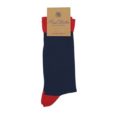 Miss Low Cane Ribbed Socken Marine-Rot