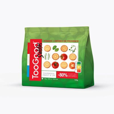 TOOGOOD Shortbread - 100g bag - Tomato & Herbes de Provence flavor - For a light and tasty aperitif