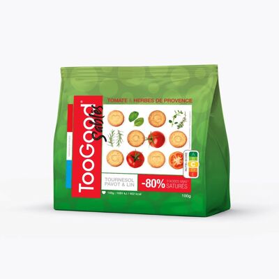 TOOGOOD Sablés - Sachet de 100g - saveur Tomate & Herbes de Provence - Pour un Apéro léger et Savoureux