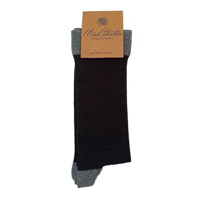 Miss Black-Grey Ribbed Low Cane Sock