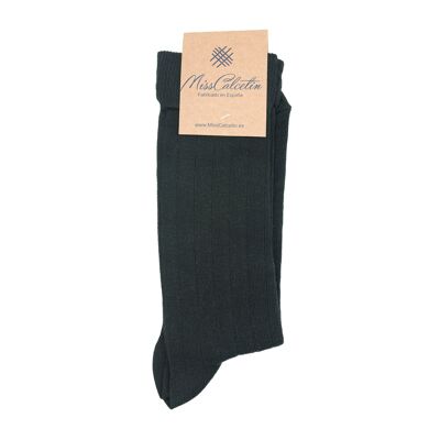 Miss Black-Black Ribbed Low Cane Sock
