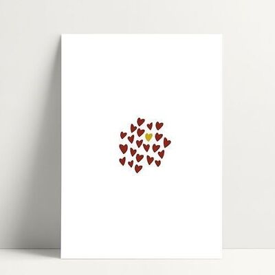 Red Hearts - Carte Postale