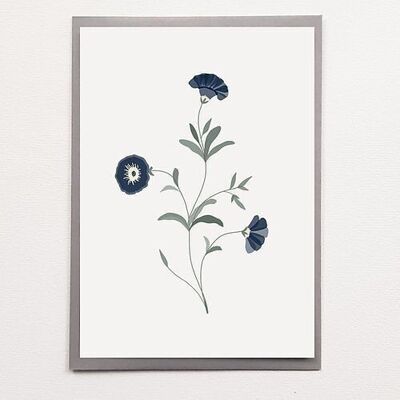 A5 Blue Flowers - Poster