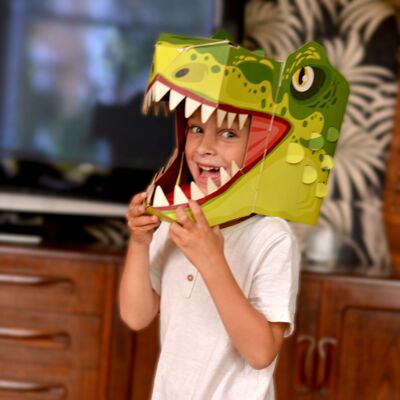 T-Rex 3D Mask Card Craft – stellen Sie Ihre eigene Kopfmaske her