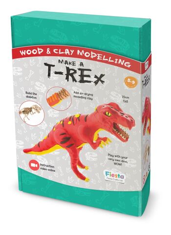 Kit bois et argile Make A Dinosaur T-Rex - Kits d'artisanat pour enfants - kit dinosaure 2