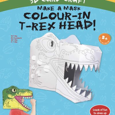T-Rex Colour-in 3D Mask Card Craft - créez votre propre masque