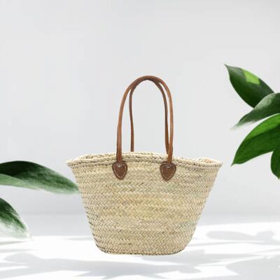 Leather Handled Straw Bags Long  - Classic Collection