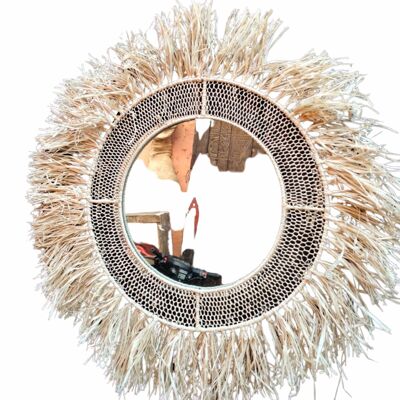 Loully Specchio rotondo in rafia diametro 50 cm