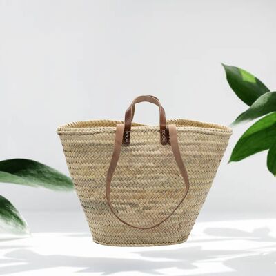 Luxe Palm Carryall - Handmade Straw Bag with Double Leather Handles - Classic Collection