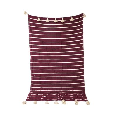 Moroccan blanket bordeaux Tassels bedspread plaid