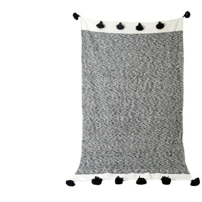 Moroccan blanket charcoal Tassels bedspread plaid