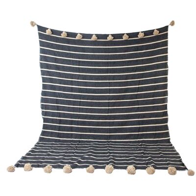 Moroccan blanket Ecru\ Gray Tassels bedspread plaid