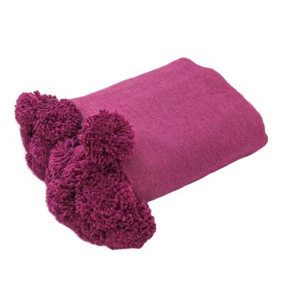 Marokkanische Decke, Hot Pink Quasten, Tagesdecke, kariert