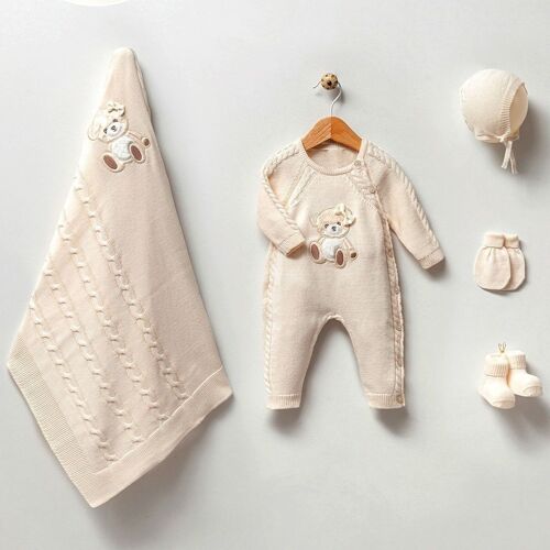 Baby Newborn Knitwear Bear Set in 100% Organic Cotton