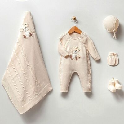 Baby-Strickbär-Set für Neugeborene aus 100 % Bio-Baumwolle