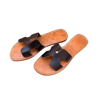 Sandales marocaines en cuir noir-blanc 4