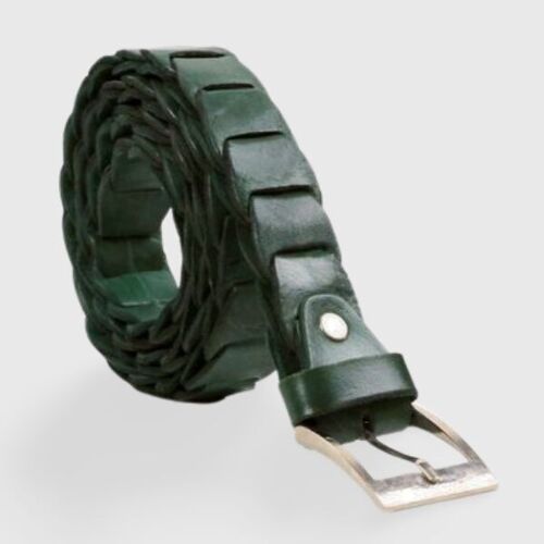 Natural multicolor braided leather belt