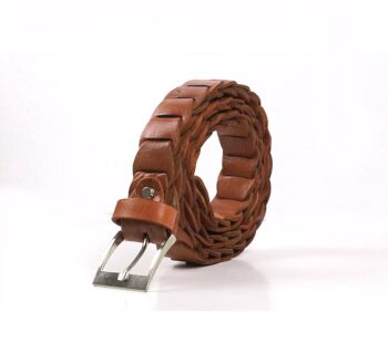 Ceinture en cuir naturel tressé multicolore 9