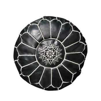 Pouf marocain en cuir noir pouf non rembourré 1