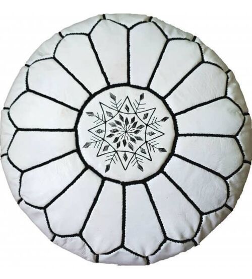 Moroccan White Pouf Unstuffed Ottoman